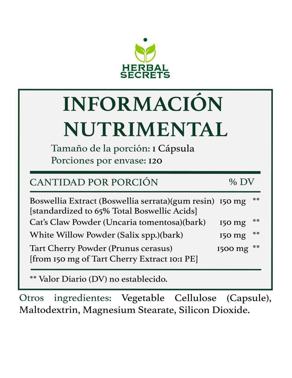 Herbal joint care suplemento dietético salud articular y movilidad con boswellia serrata y celulosa vegetal de 120 cápsulas 4