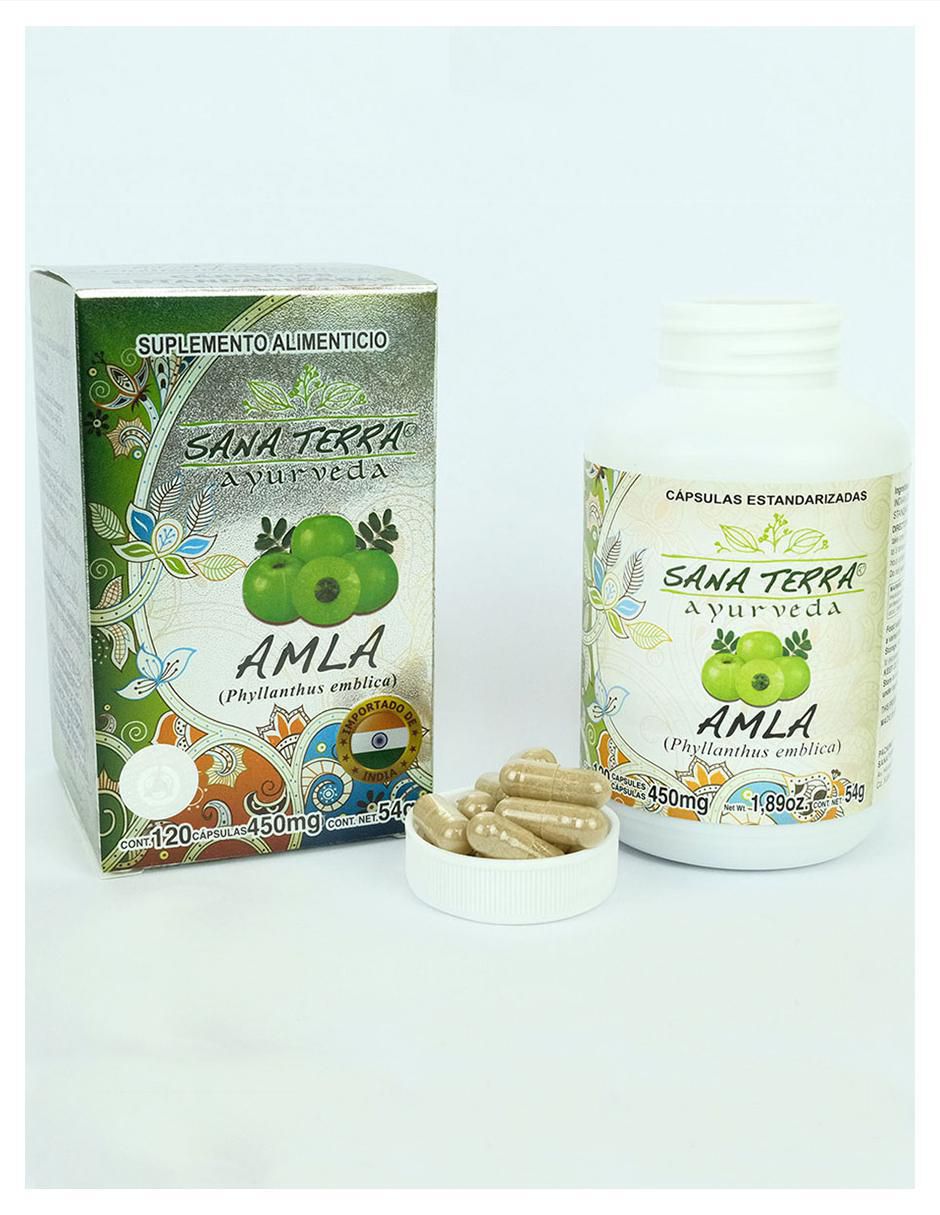 Suplemento alimenticio amla amalaki Sana Terra con amla phyllanthus emblica de 120 cáp 4