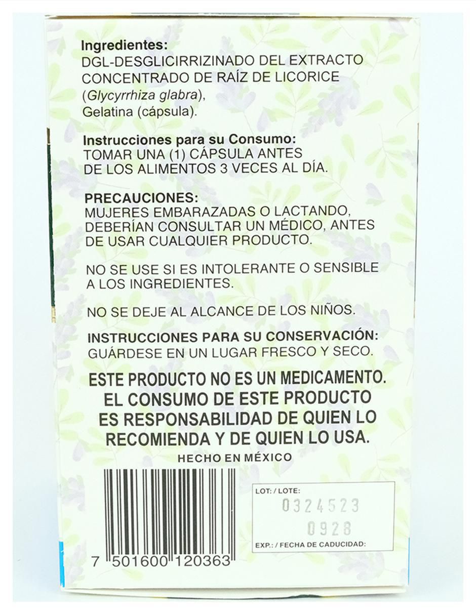 Suplemento alimenticio dgl licorice regaliz orgánico con bayas de sauzgatillo (vitex agnus-castus) 120 cáp 2