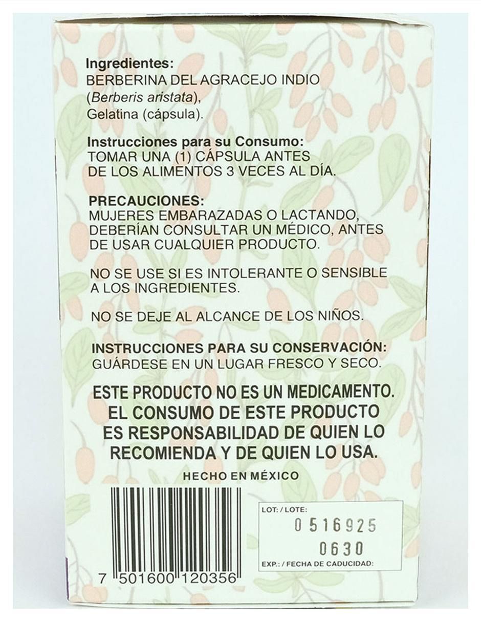 Suplemento alimenticio berberina del agracejo indio de 120 cáp 2