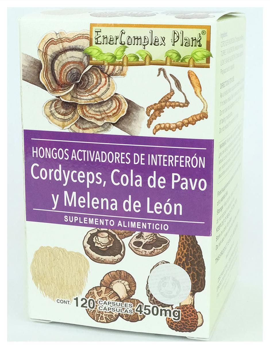 Suplemento alimenticio hongos cordyceps melena de leon cola pavo de 120 cáp 3