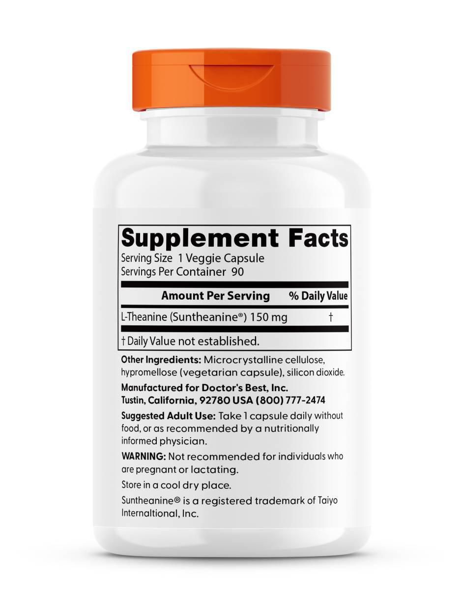 l-theanine 150 mg con suntheanine suplemento para relajación y bienestar mental 90 cápsulas Doctor's Best con l-teanina de 90 cáp 3