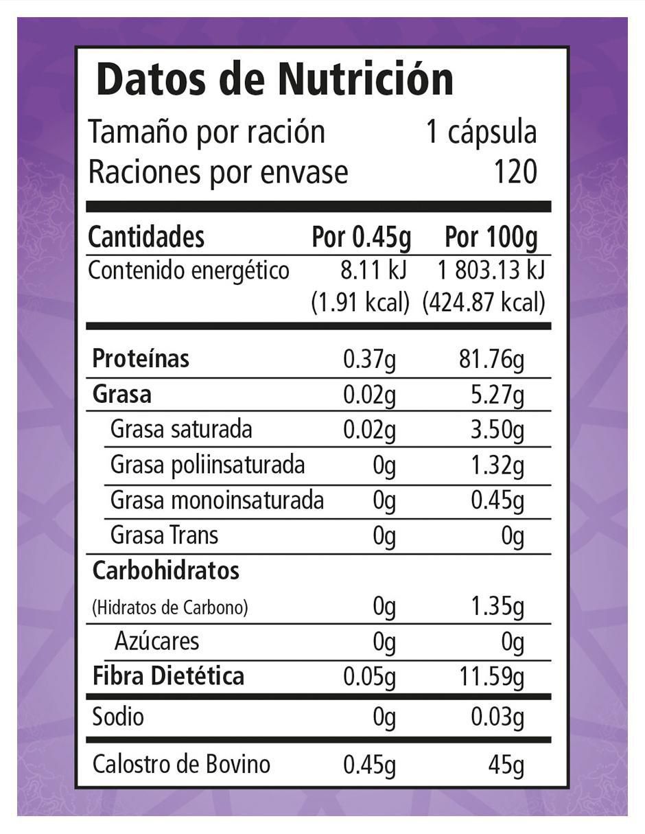 Suplemento alimenticio calostro factor de transferencia con de 120 cáp 4