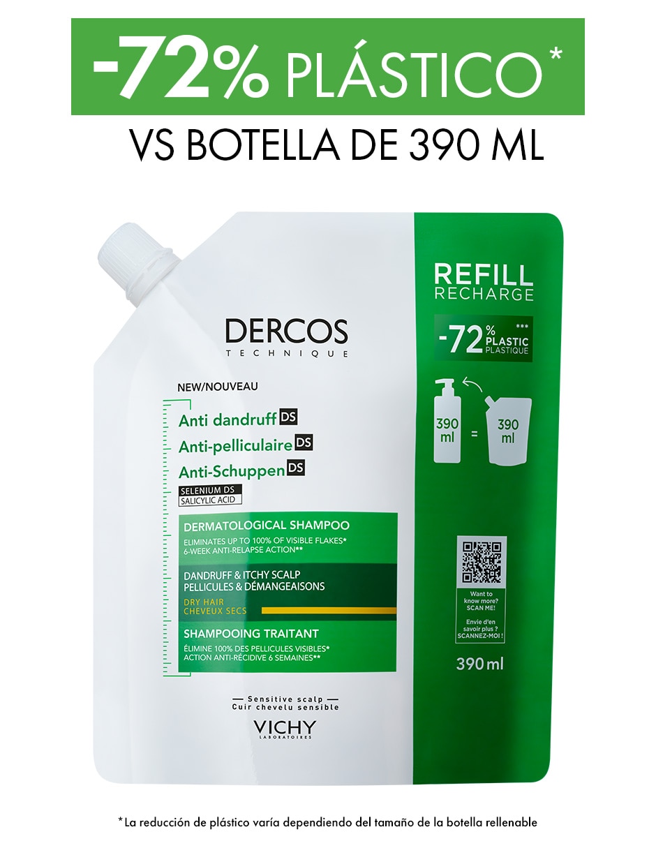 Shampoo anticaspa para cabello normal Dercos eco refil 2