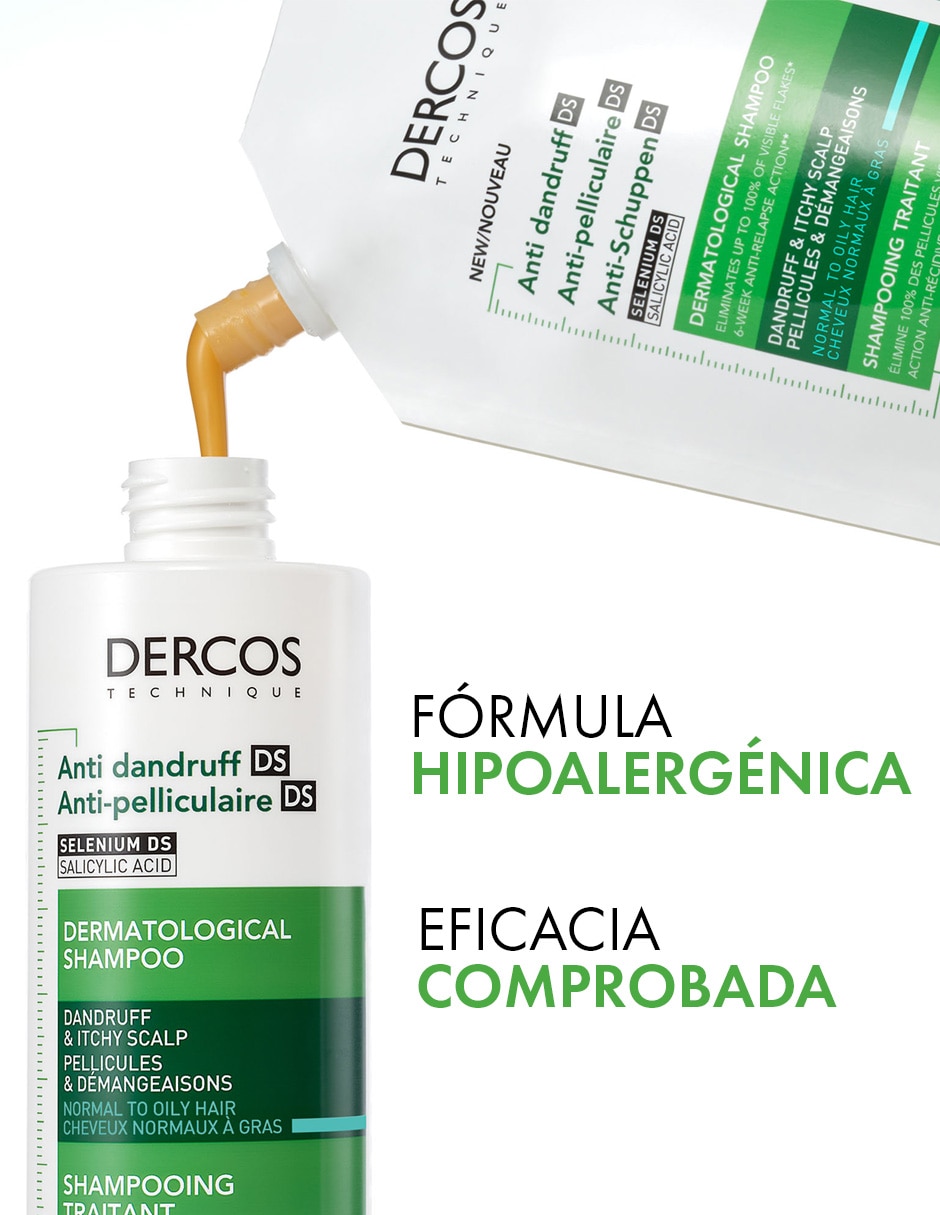 Shampoo anticaspa para cabello normal Dercos eco refil 5