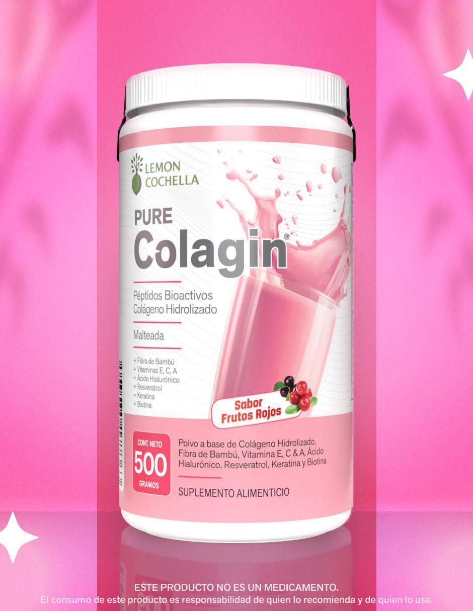 Pure colagin péptidos bioactivos con colágeno hidrolizado, fibra de bambú, vitamina E, C y A, ácido hialurónico, resveratrol, keratina y biotina sabor frutos rojos de 500 g 8