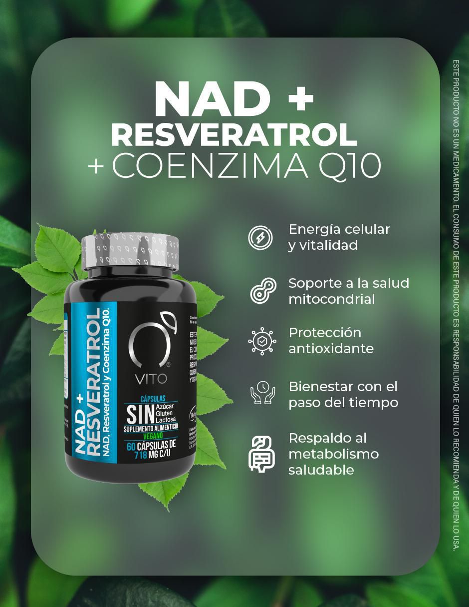 NAD + Resveratrol + Coenzima Q10 de 60 cápsulas 4