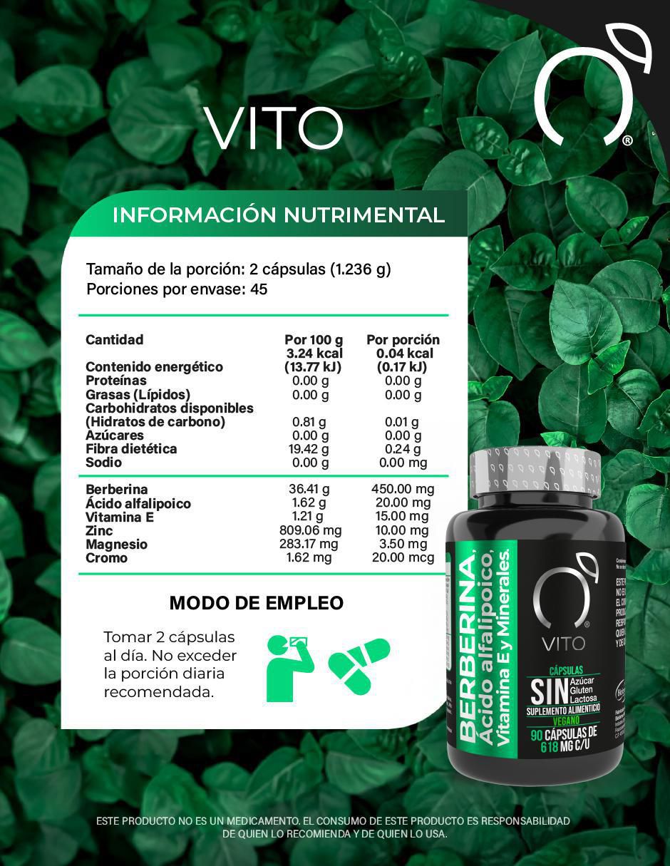 Berberina con ácido alfa lipoico y vitamina E de 90 cápsulas 2
