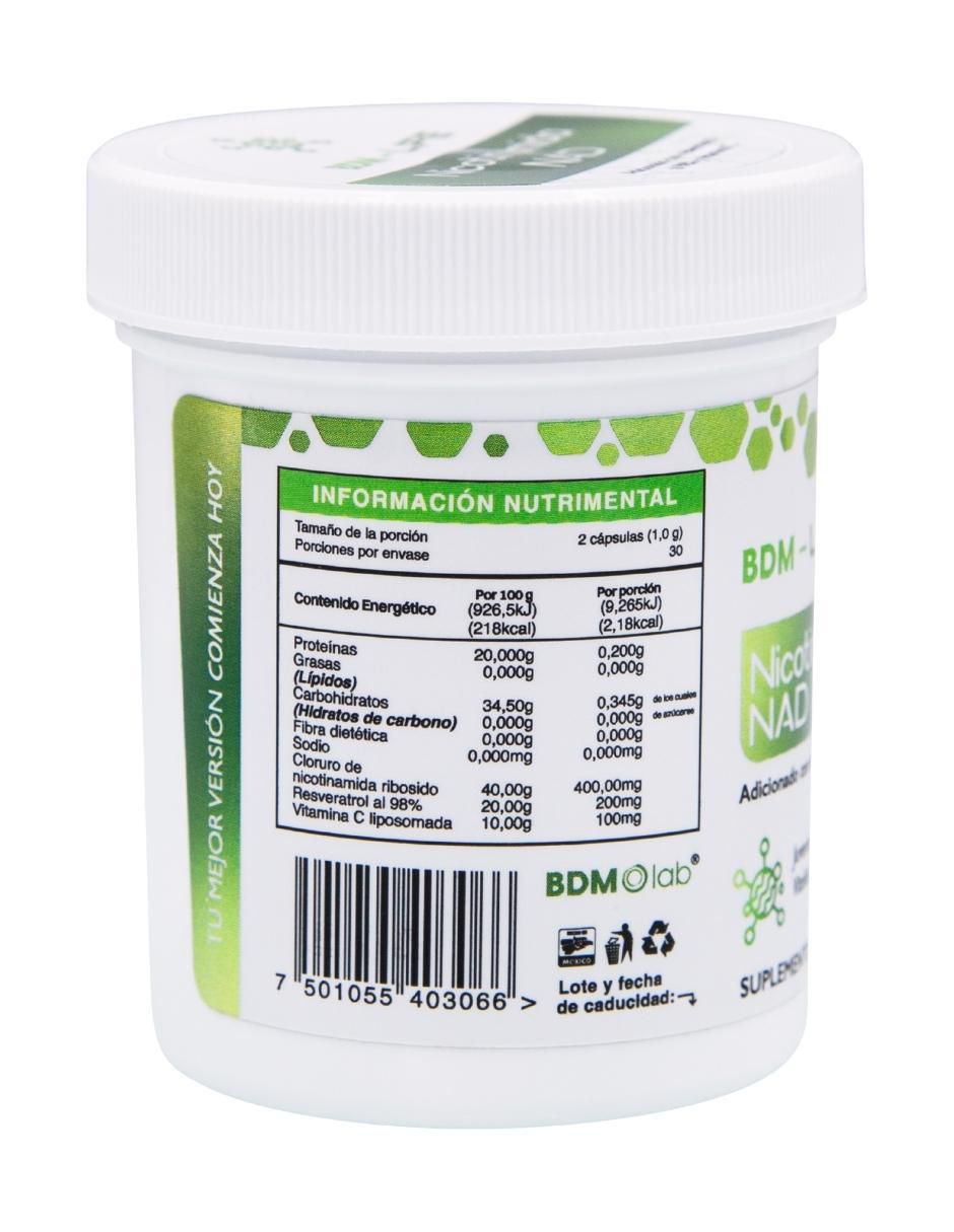 Nicotinamida NAD con resveratrol de 60 cápsulas 2