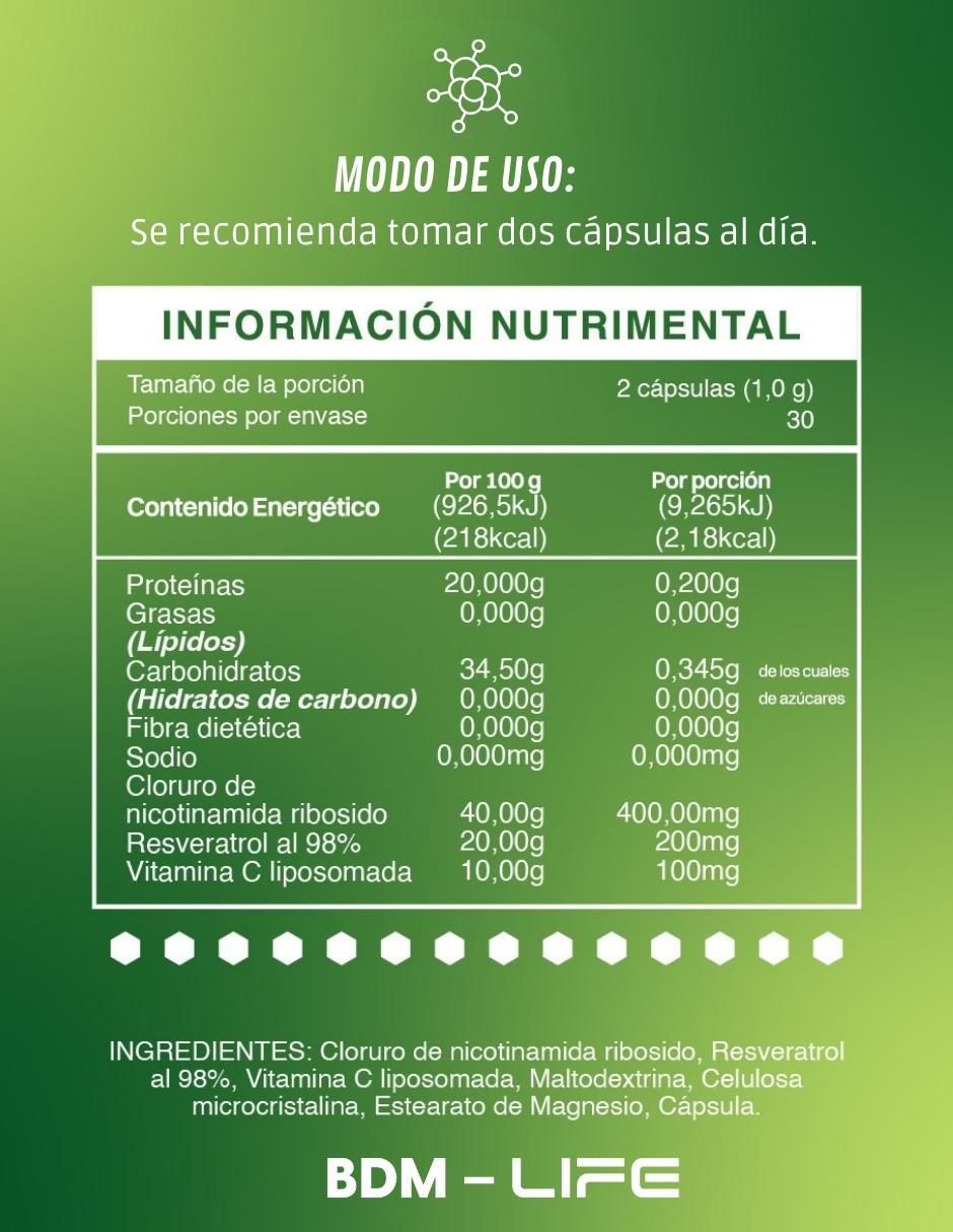 Nicotinamida NAD con resveratrol de 60 cápsulas 5