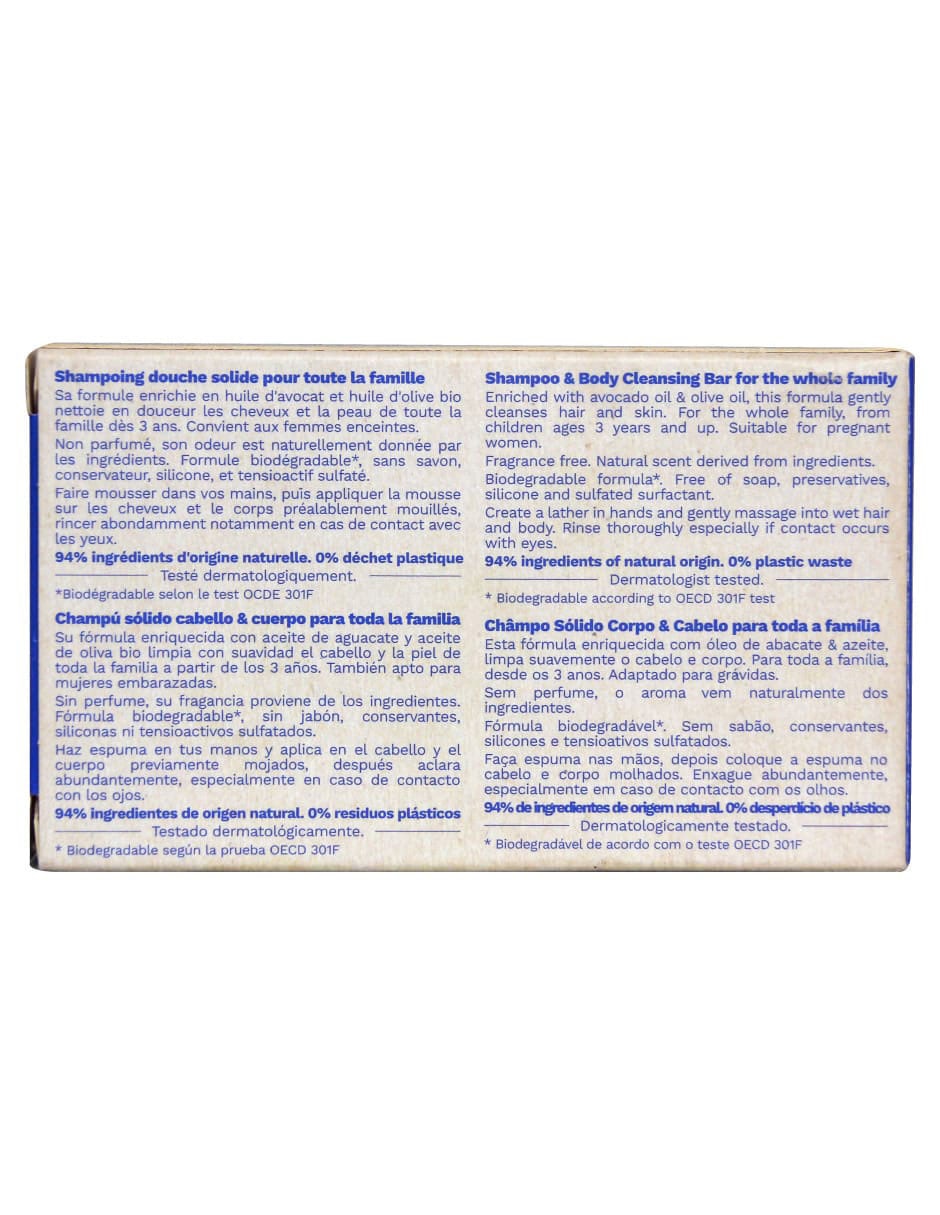 Shampoo sólido hidratante para cabello y cuerpo Bio 75 g 2