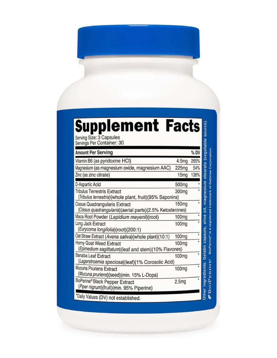 Testosterone complex 1800 mg suplemento apoyo hormonal, energía y rendimiento masculino  con testosterona de 90 cápsulas 2