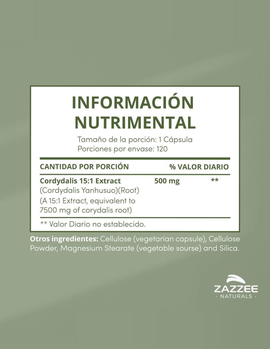 naturals corydalis 7500 mg suplemento apoyo articular y alivio del dolor natural Zazzee con extracto de corydalis de 120 cápsulas 4