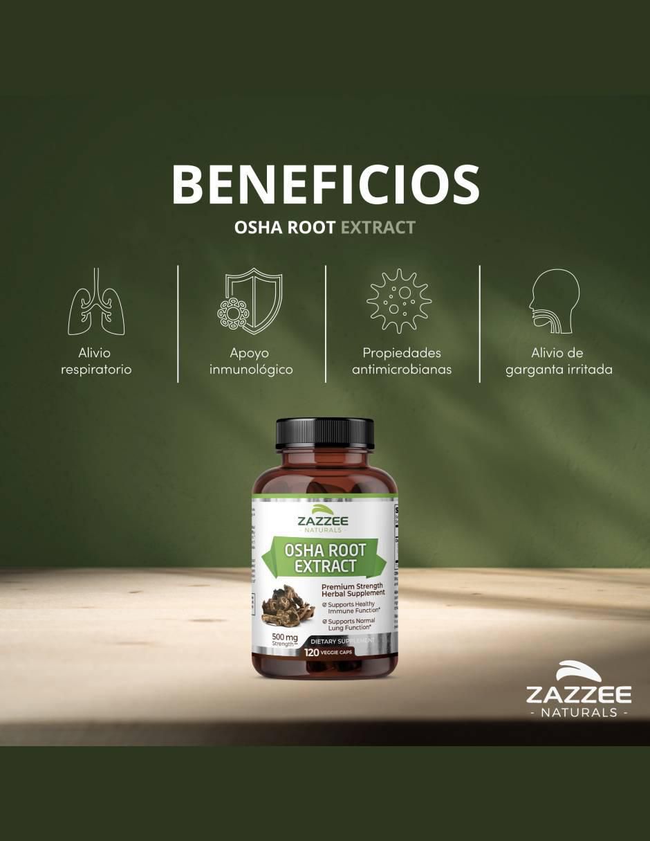 Suplemento salud pulmonar y respiratoria Zazze con extracto de raíz de Osha de 120 cápsulas 3