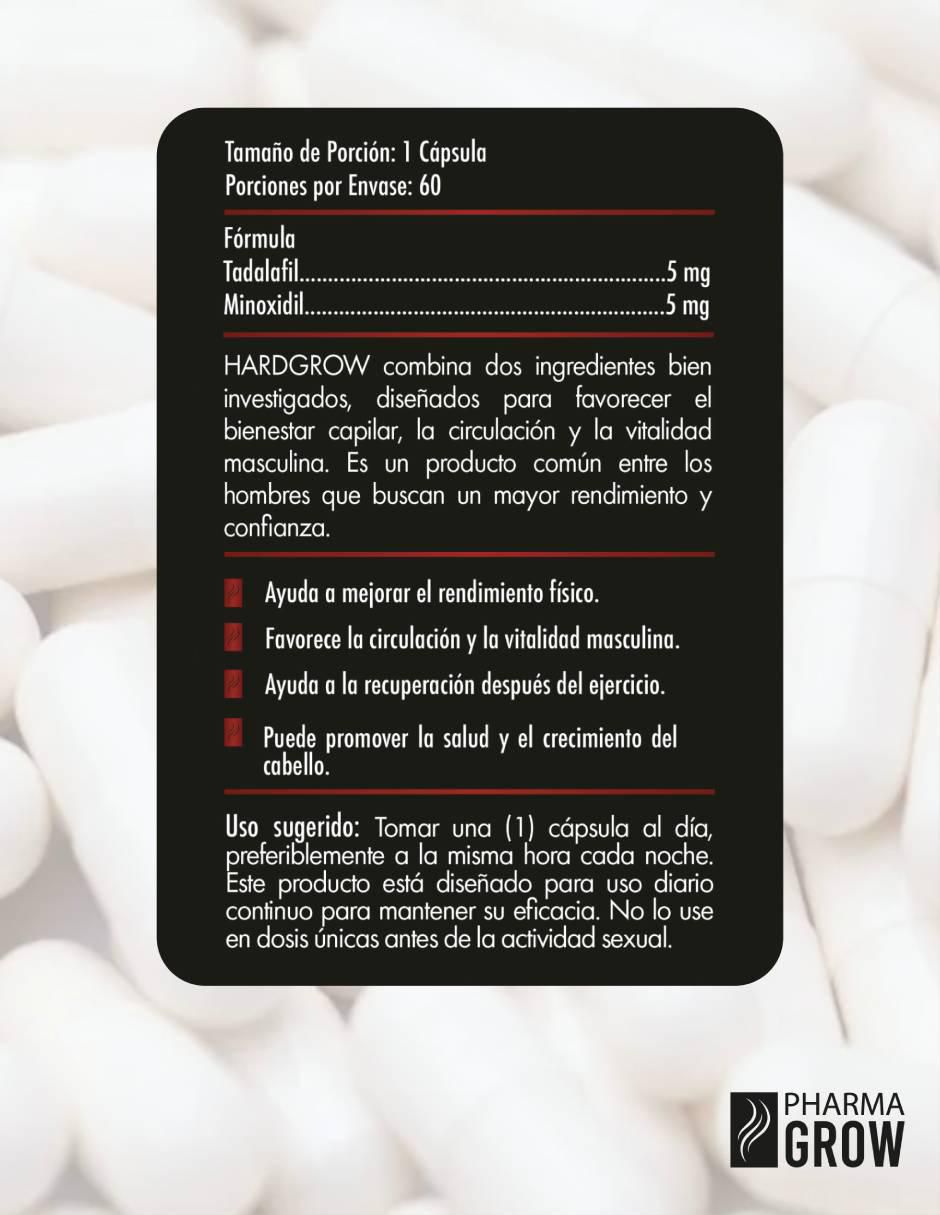 Hardgrow Tadalafil y Minoxidil 60 cápsulas para vitalidad y crecimiento capilar 3