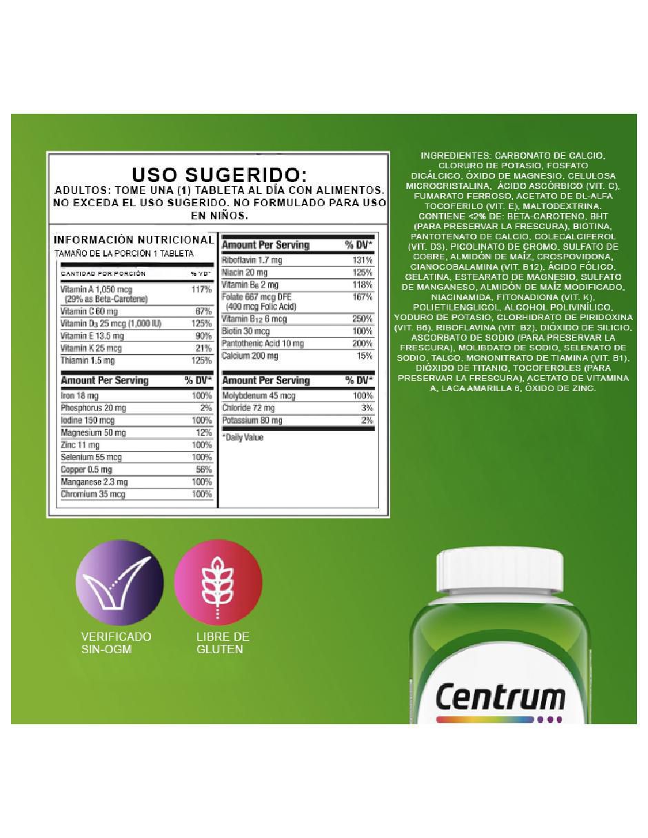 Multivitamínico suplemento alimenticio tabletas 2