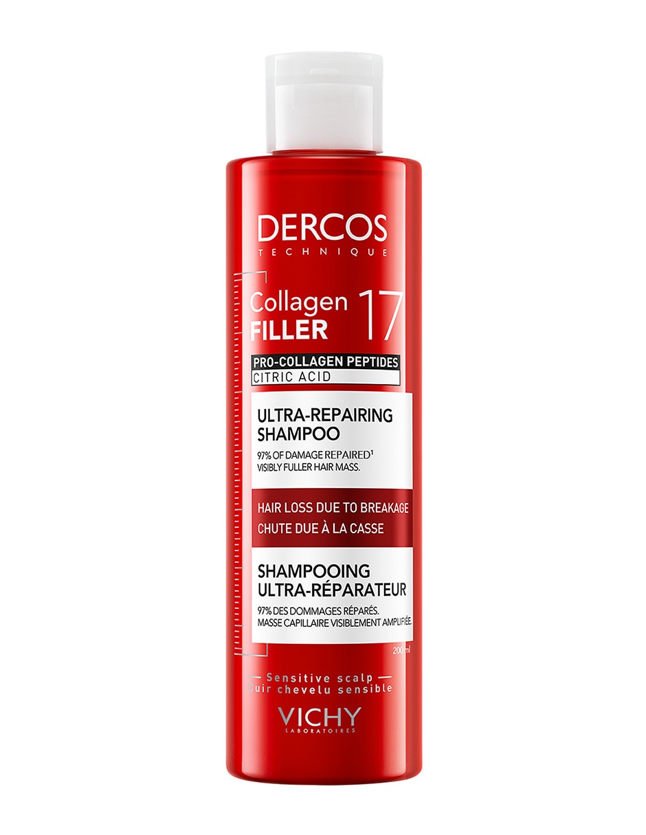 Shampoo anticaída Dercos Collagen 17 Shampoo Reparador de Daño Vichy Dercos 200 ml Shampoo anticaída Dercos Collagen 17 Shampoo Reparador de Daño Vichy Dercos 200 ml