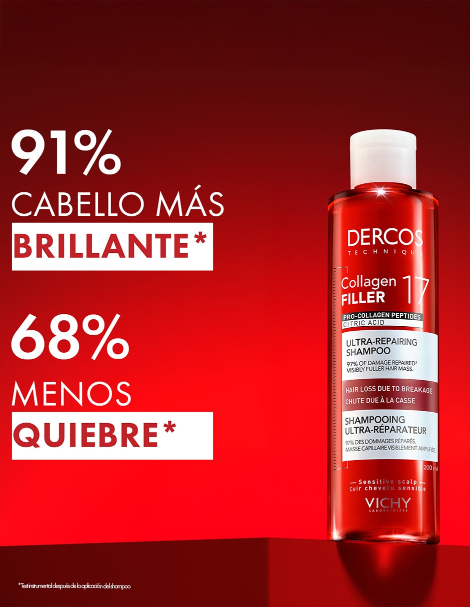 Shampoo anticaída Dercos Collagen 17 Shampoo Reparador de Daño Vichy Dercos 200 ml 6