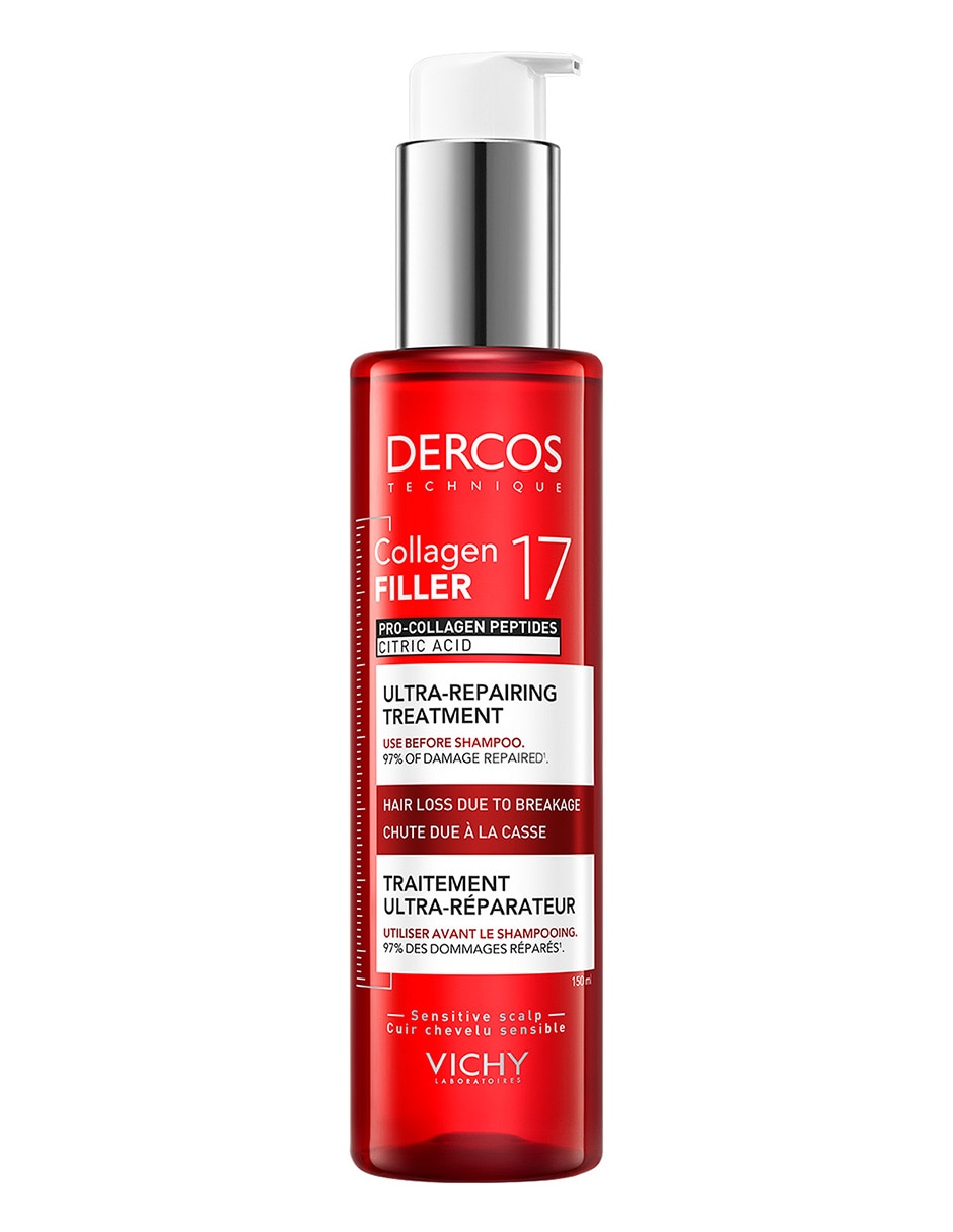 Shampoo anticaída para todo tipo de cabello Vichi Dercos Collagen 17 Filler 150 ml
