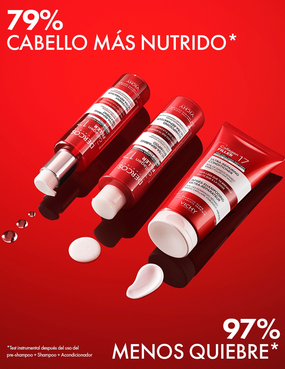 Shampoo anticaída para todo tipo de cabello Vichi Dercos Collagen 17 Filler 150 ml 14