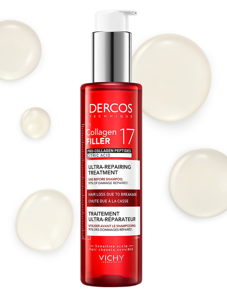 Shampoo anticaída para todo tipo de cabello Vichi Dercos Collagen 17 Filler 150 ml 4