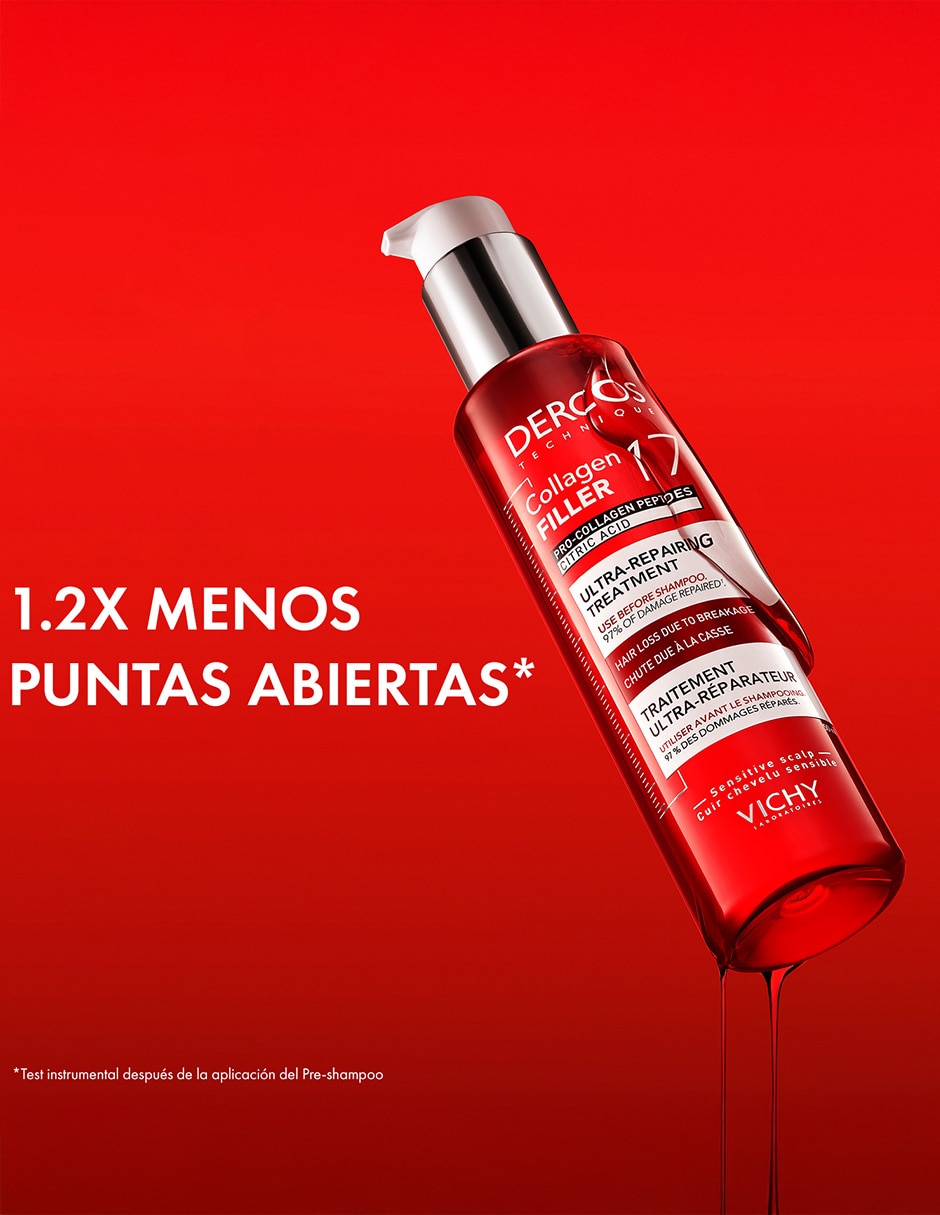 Shampoo anticaída para todo tipo de cabello Vichi Dercos Collagen 17 Filler 150 ml 9