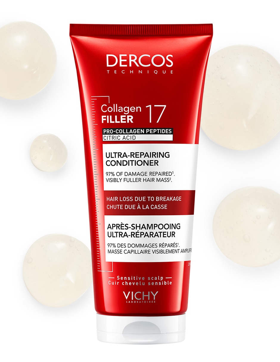 Acondicionador para cabello Dercos Collagen 17 Acondicionador Reparador de Daño Vichy Dercos 200 ml 3