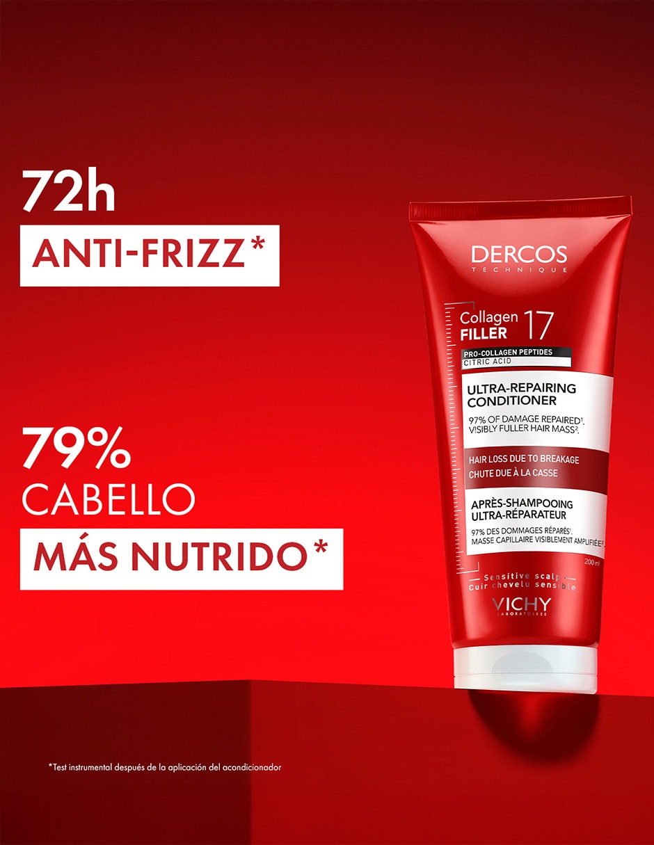Acondicionador para cabello Dercos Collagen 17 Acondicionador Reparador de Daño Vichy Dercos 200 ml 5