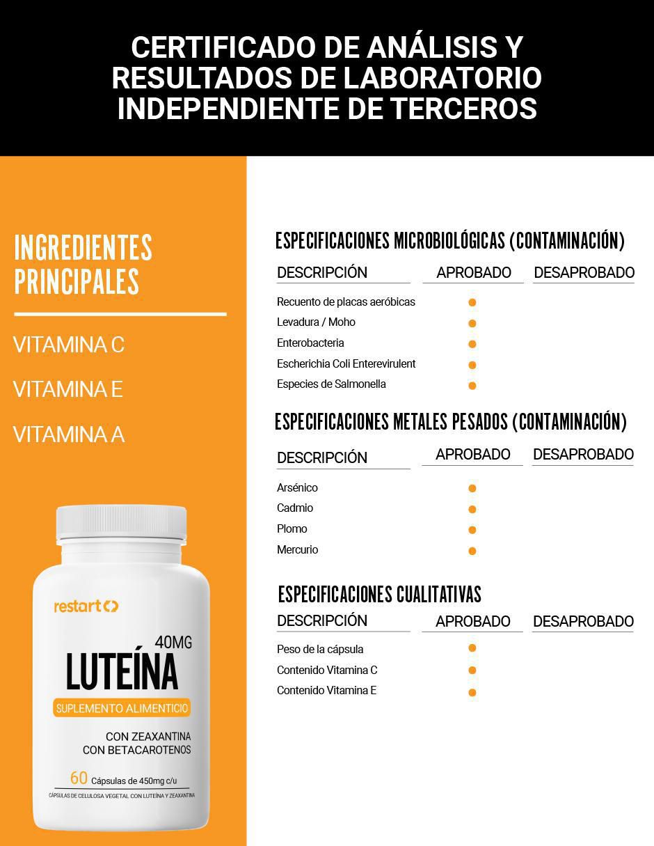 Luteína Zeaxantina Complejo de Carotenoides, Betacaroteno, Zinc  de 60 cápsulas 4