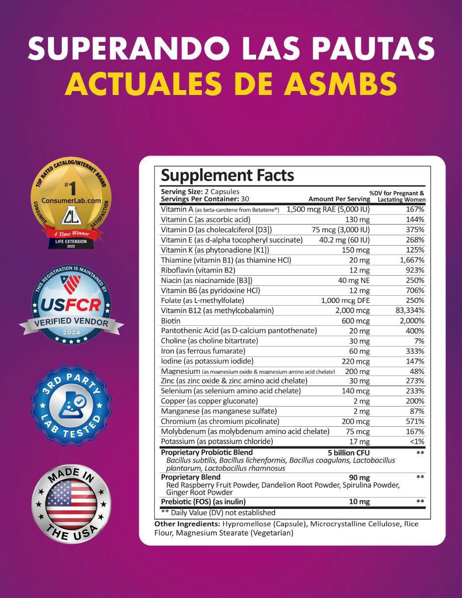 Multivitamínico Bariátrico Prenatal de 60 cápsulas 2