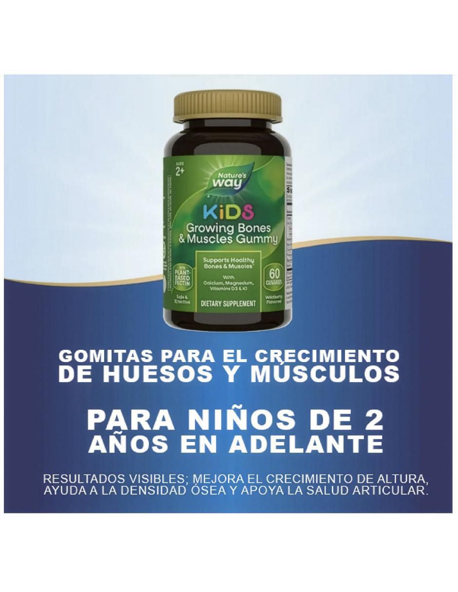 Vitaminas niños crecimiento huesos sanos con D3 K1 calcio magnesio con multivitamínico sabor frutal de 60 gomitas 2