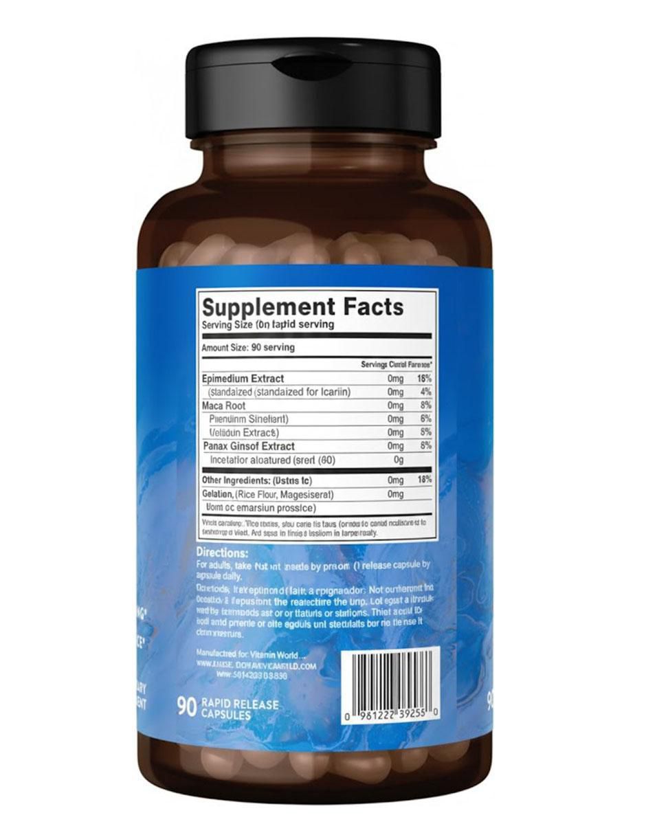 Hierba de cabra en celo Horny Goat Weed con vitaminas y minerales 90 cápsulas 2