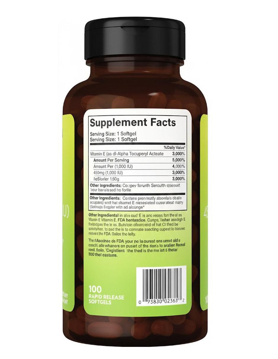 Vitamina E 400 IU de 100 cápsulas 2
