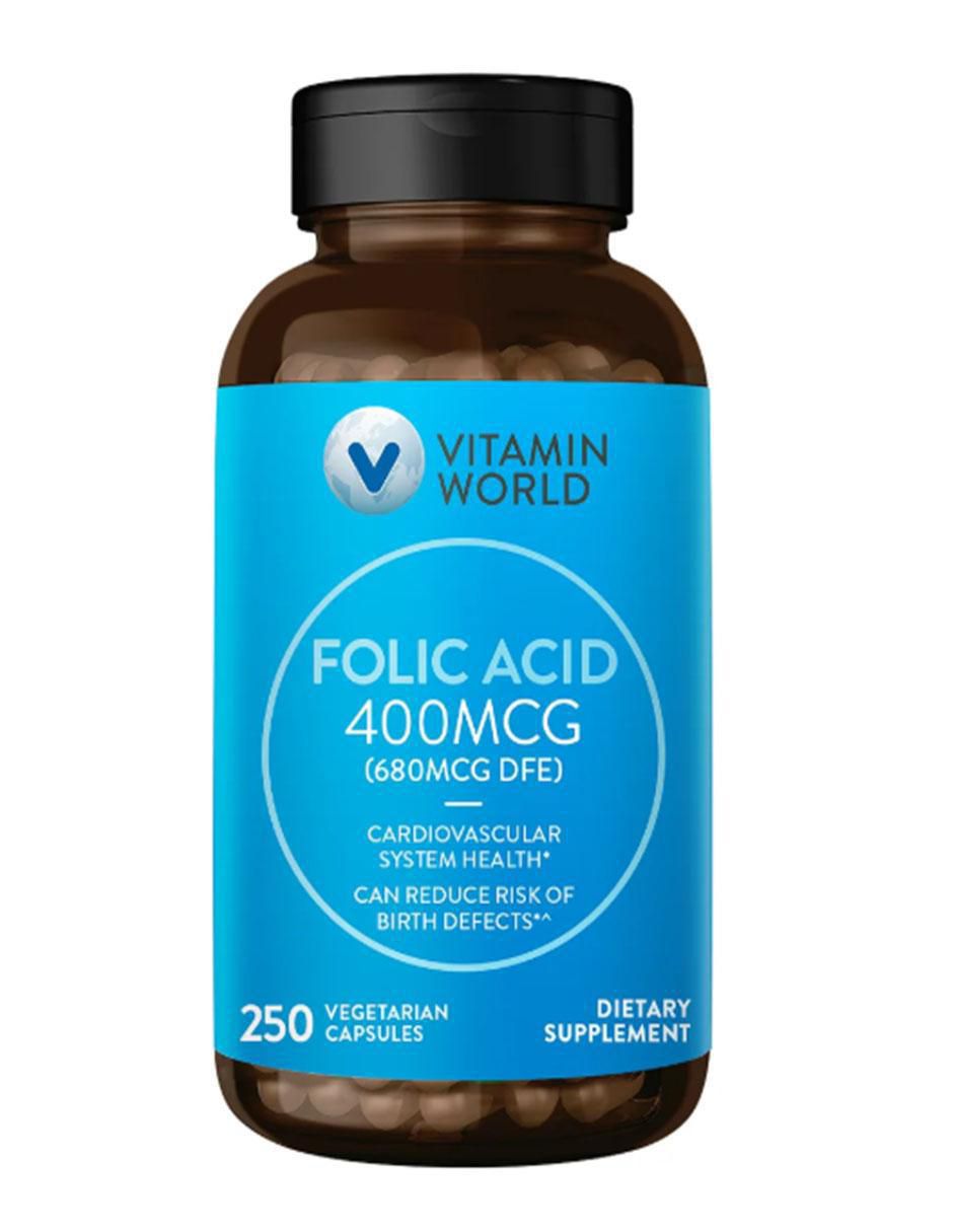 Ácido fólico 400 mcg de 250 cápsulas
