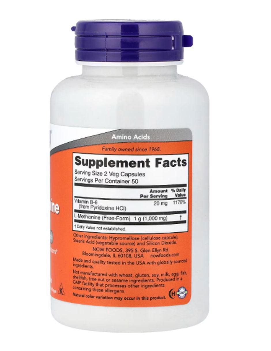 Suplemento alimenticio L-metionina con vitamina B6 de 100 cápsulas 2