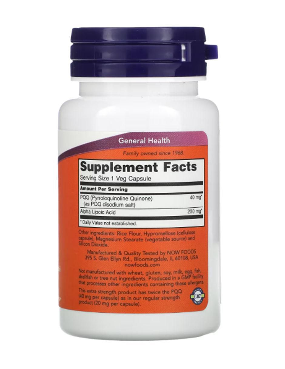 Suplemento alimenticio PQQ con ácido alfa lipoico de 50 cápsulas 2