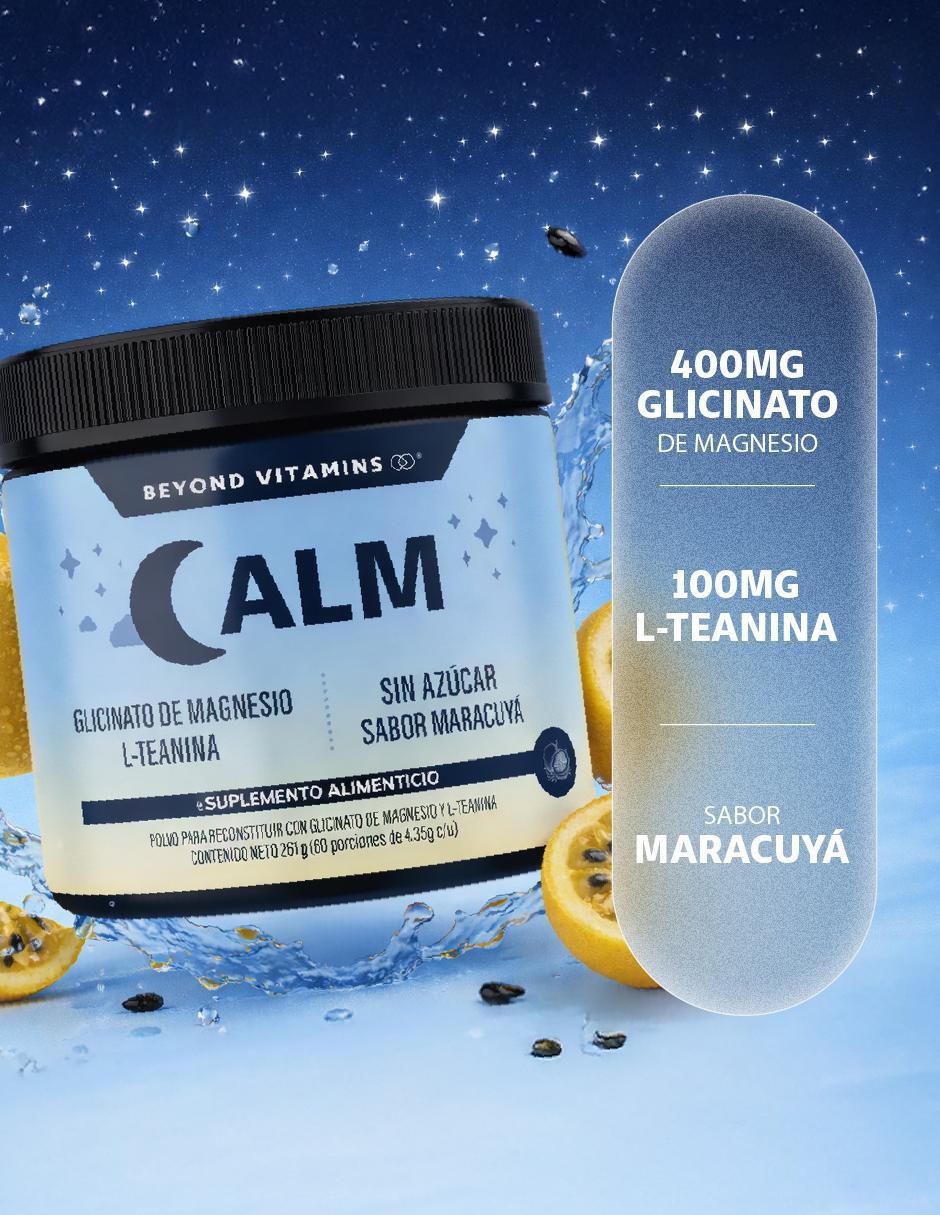 Alm Glicinato de Magnesio L-teanina sabor maracuyá de 261 g 2