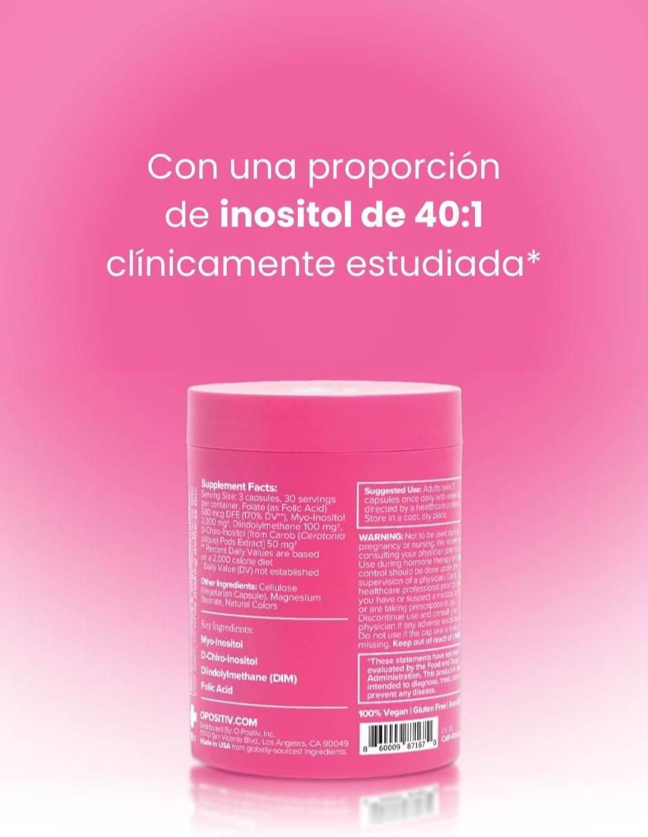 FLO apoyo para salud ovarica y equilibrio hormonal femenino con inositol Myo y D-chiro de 90 cápsulas 2