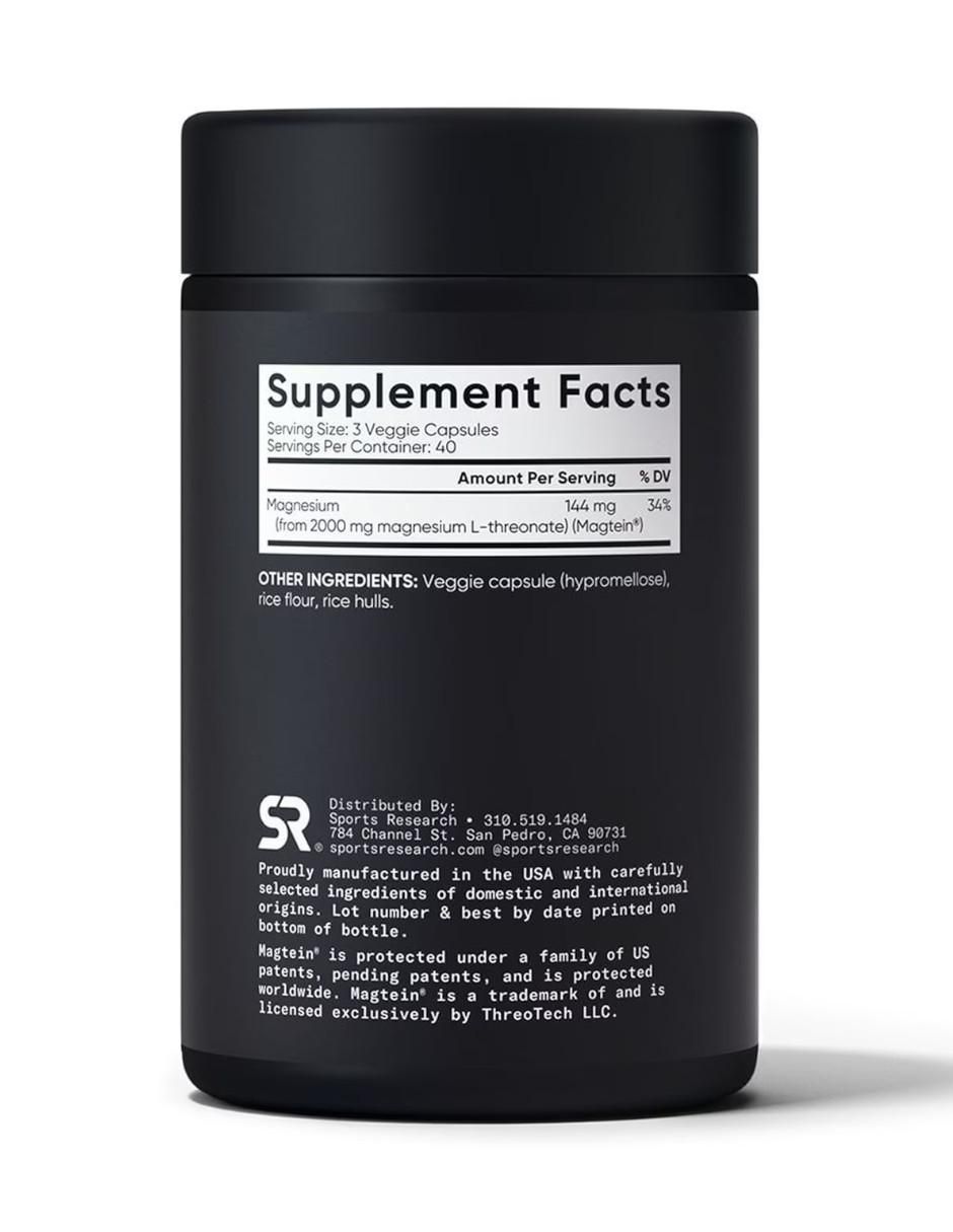 Magtein L Treonato de Magnesio sabor natural de 120 cápsulas