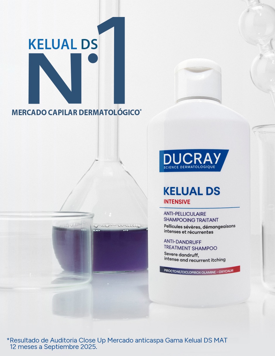 Shampoo anticaspa para cabello graso Kelual ds intensive para caspa severa, ardor y comezón intensa con tecnología antifúngica reforzada Ducray 100 ml 2