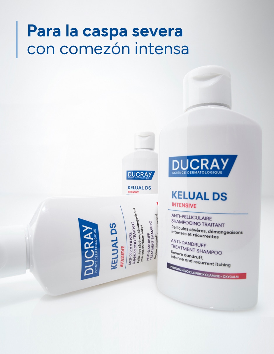 Shampoo anticaspa para cabello graso Kelual ds intensive para caspa severa, ardor y comezón intensa con tecnología antifúngica reforzada Ducray 100 ml 4