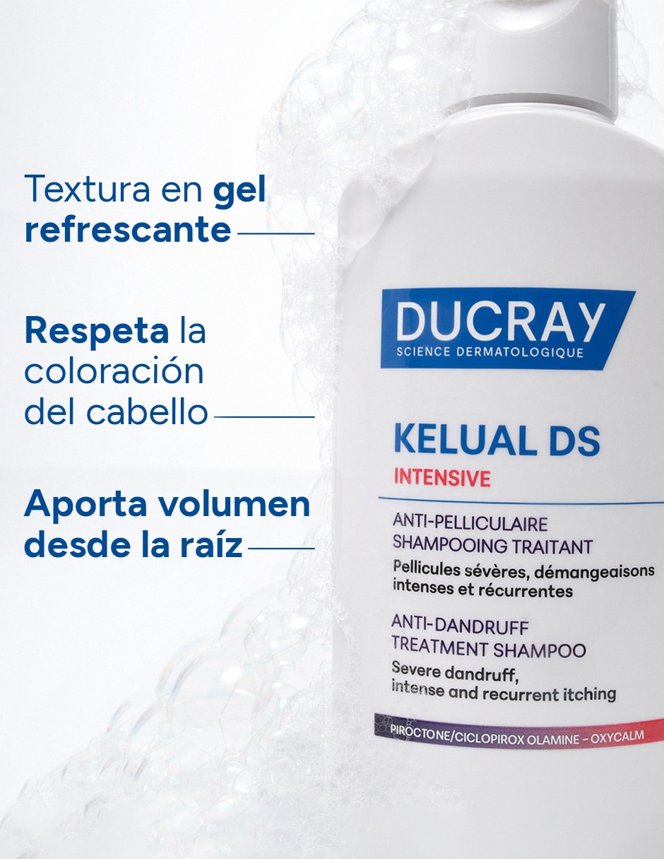 Shampoo anticaspa para cabello graso Kelual ds intensive para caspa severa, ardor y comezón intensa con tecnología antifúngica reforzada Ducray 100 ml 5