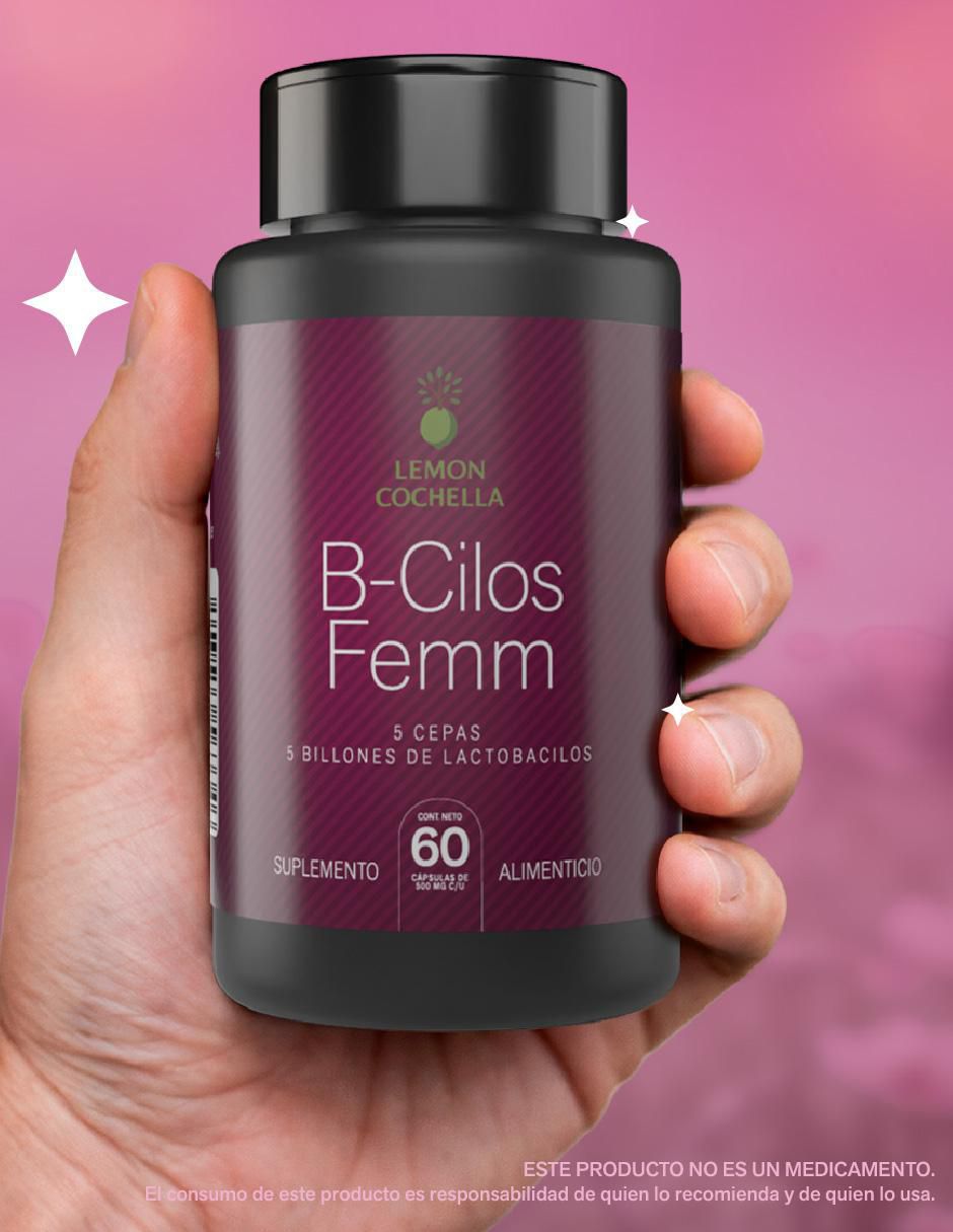 B-Cilos Femm con 5 billones de probióticos sabor natural de 60 cápsulas 3