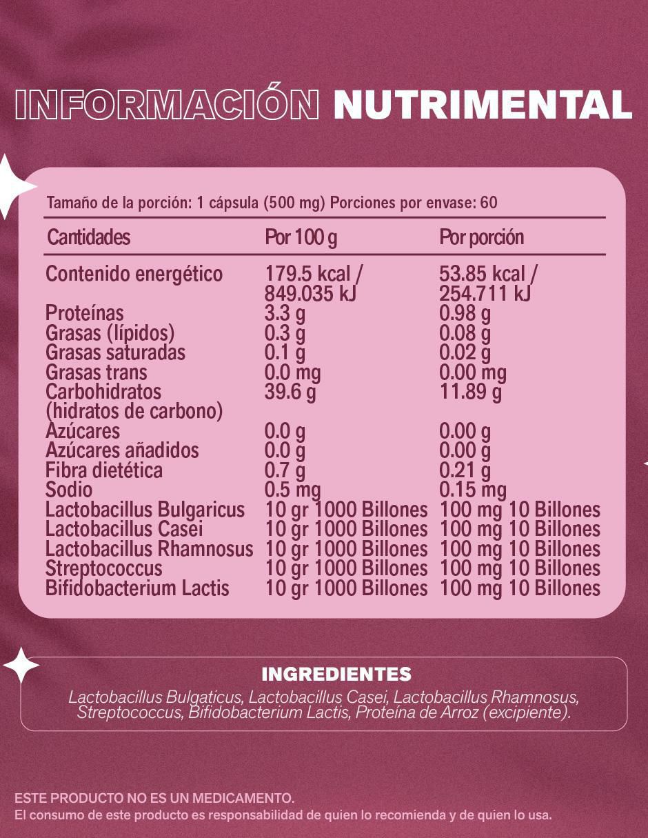 B-Cilos Femm con 5 billones de probióticos sabor natural de 60 cápsulas 5