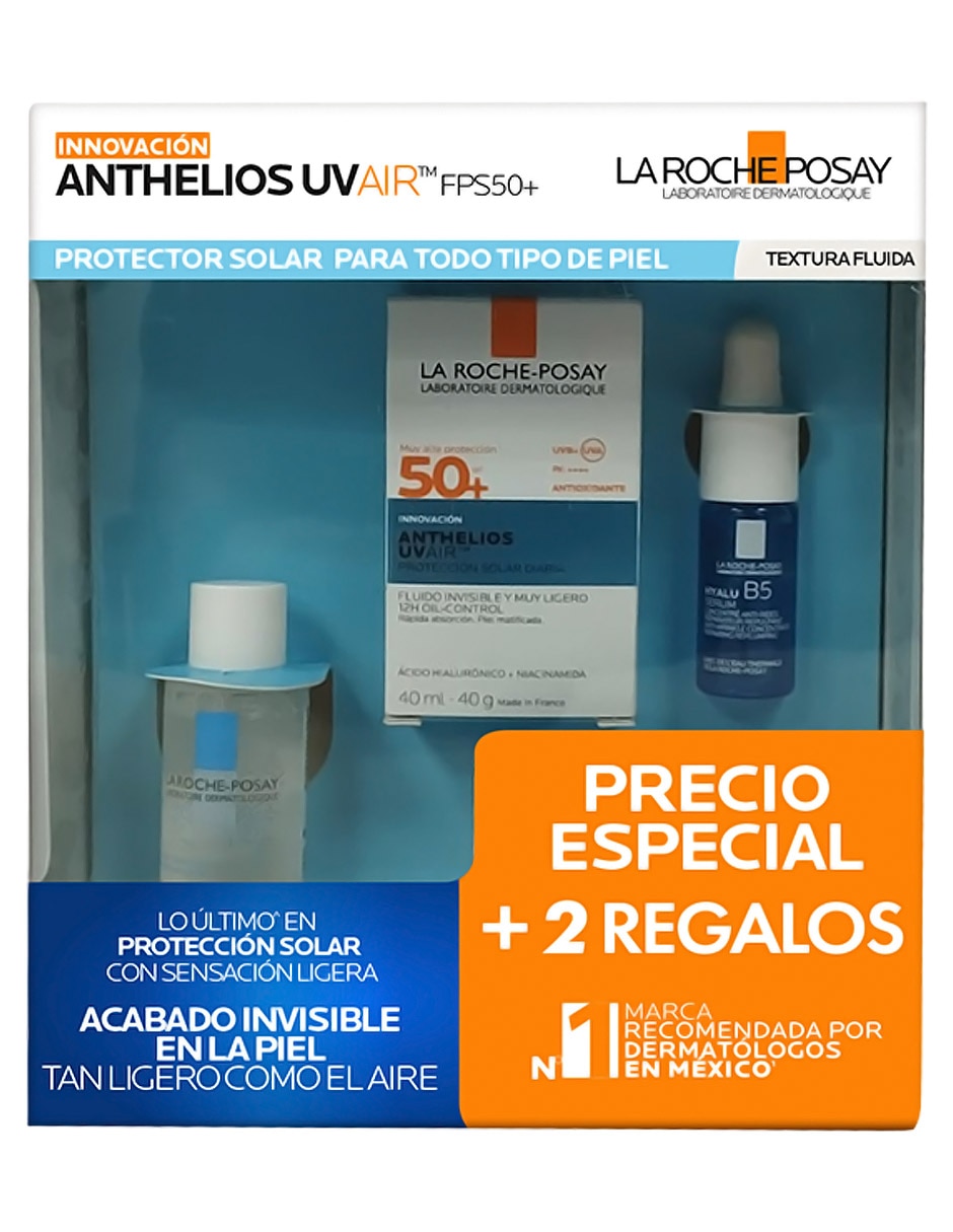 Kit de protector solar FPS 50+ Pack Anthelios UV Air + 2 regalos: Agua Micelar Effaclar y Mini Hyalu B5 Serum Anthelios 40 ml Kit de protector solar FPS 50+ Pack Anthelios UV Air + 2 regalos: Agua Micelar Effaclar y Mini Hyalu B5 Serum Anthelios 40 ml