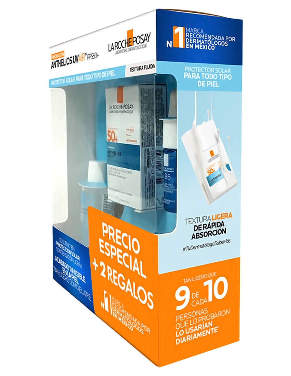 Kit de protector solar FPS 50+ Pack Anthelios UV Air + 2 regalos: Agua Micelar Effaclar y Mini Hyalu B5 Serum Anthelios 40 ml 3