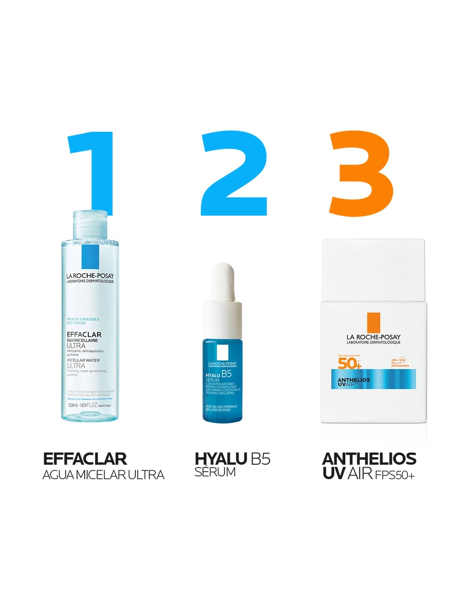 Kit de protector solar FPS 50+ Pack Anthelios UV Air + 2 regalos: Agua Micelar Effaclar y Mini Hyalu B5 Serum Anthelios 40 ml 7
