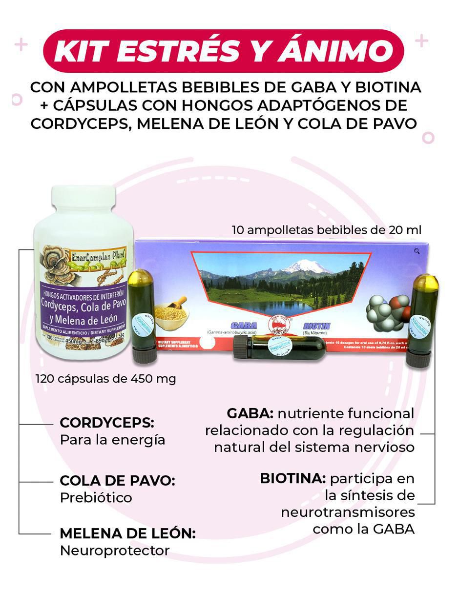 Kit de suplementos alimenticios Gaba Biotin y Adaptógenos 6