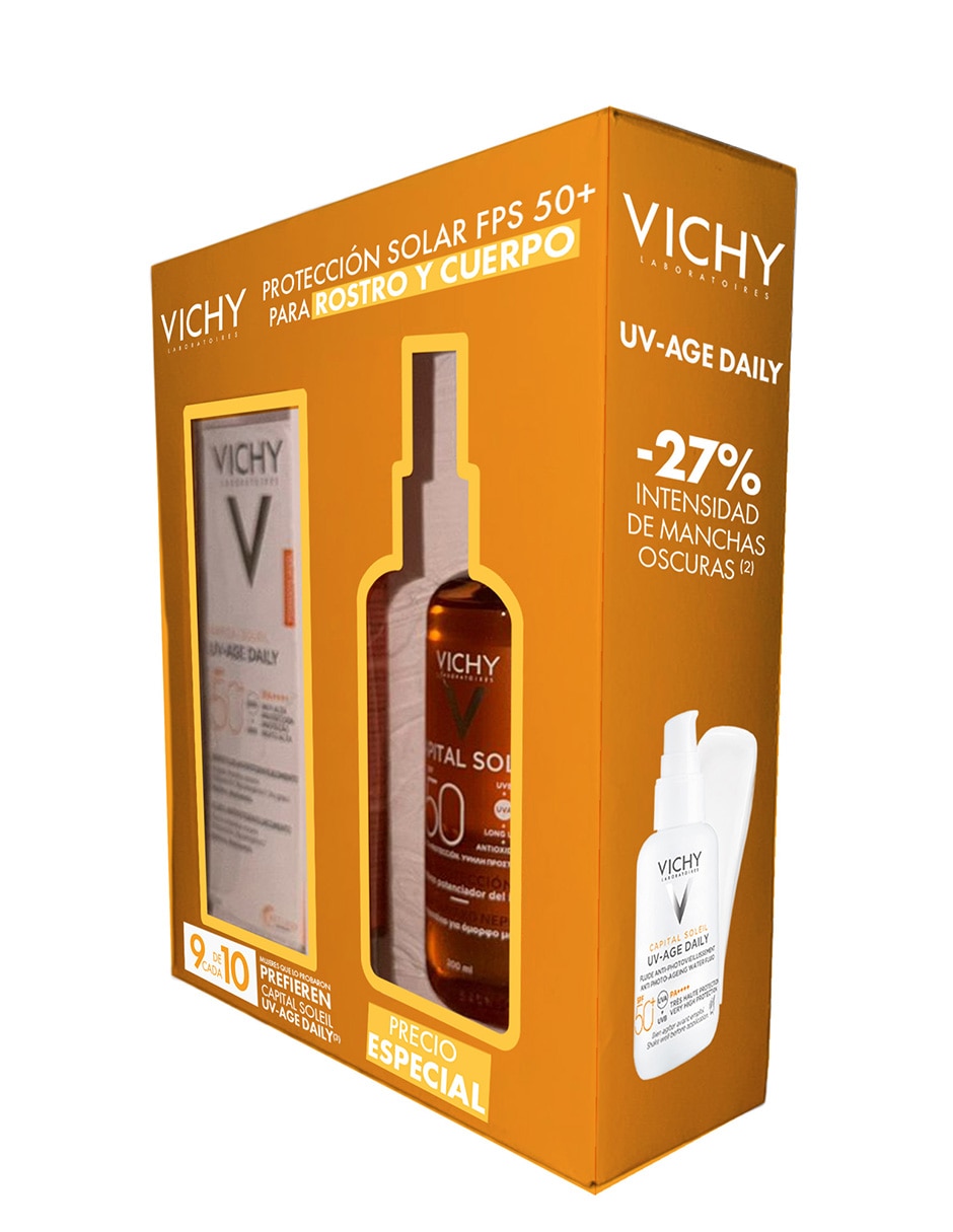 Kit de protector solar FPS 50+ capital soleil UV + agua solar bronceadora 80 ml 2