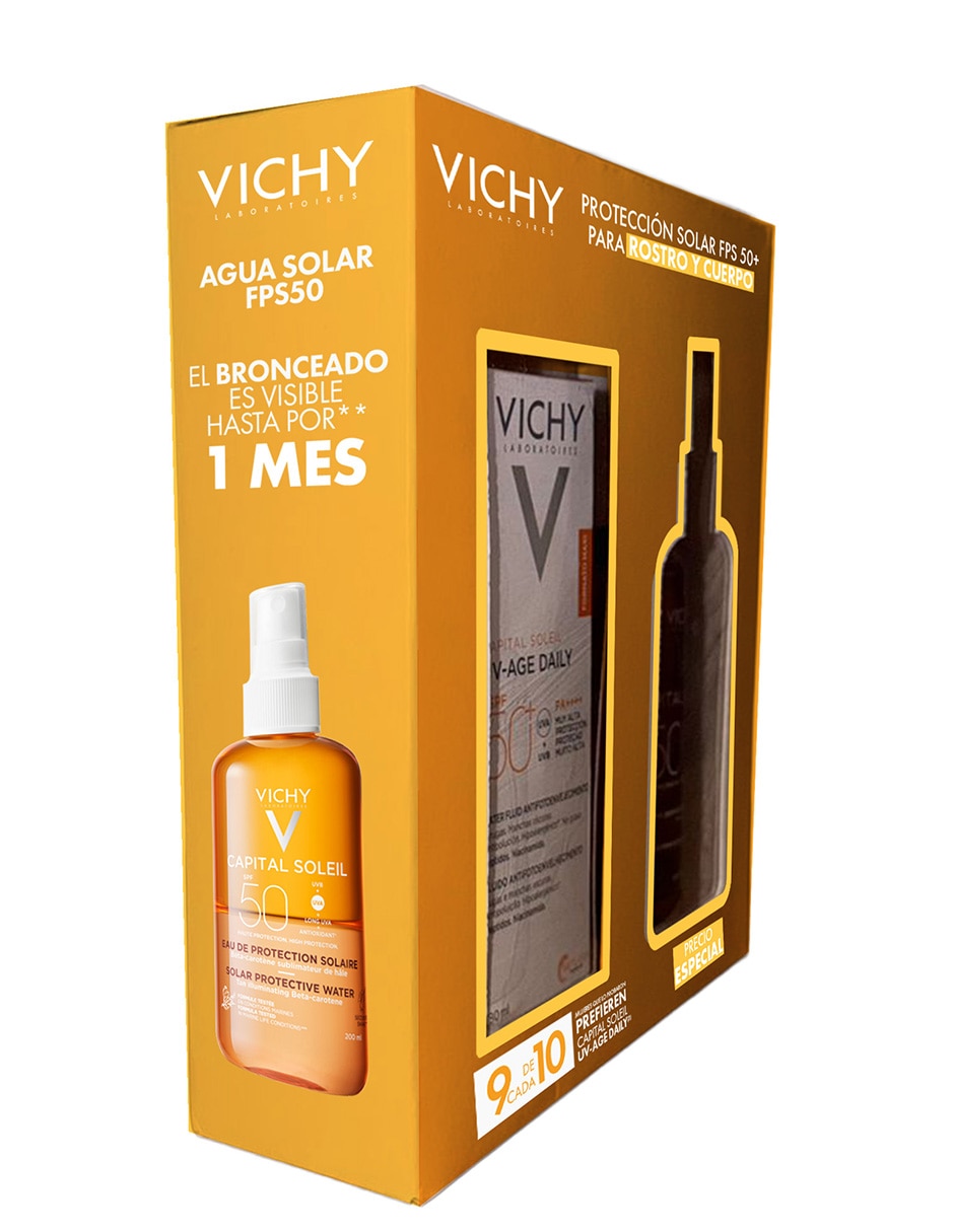 Kit de protector solar FPS 50+ capital soleil UV + agua solar bronceadora 80 ml 3